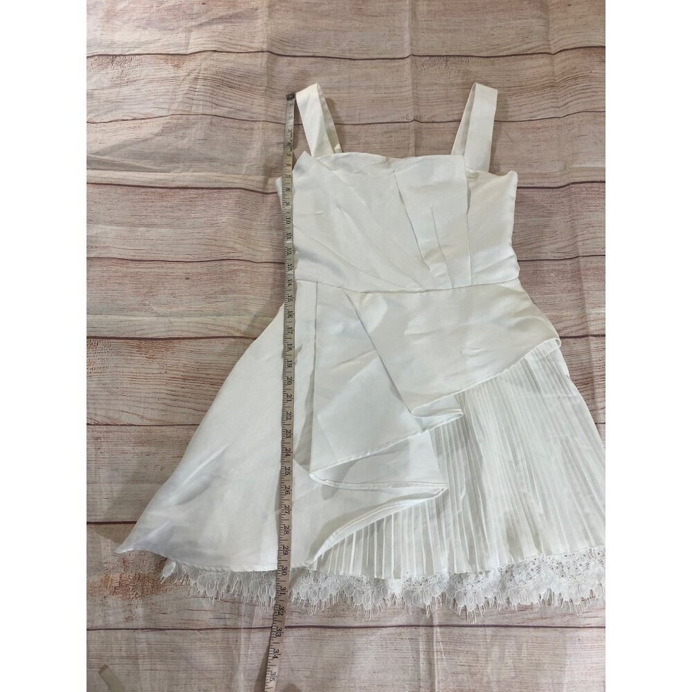 HA Boutique Women's White Asymetrical Cocktail Mini Dress - Medium - Picture 5 of 14